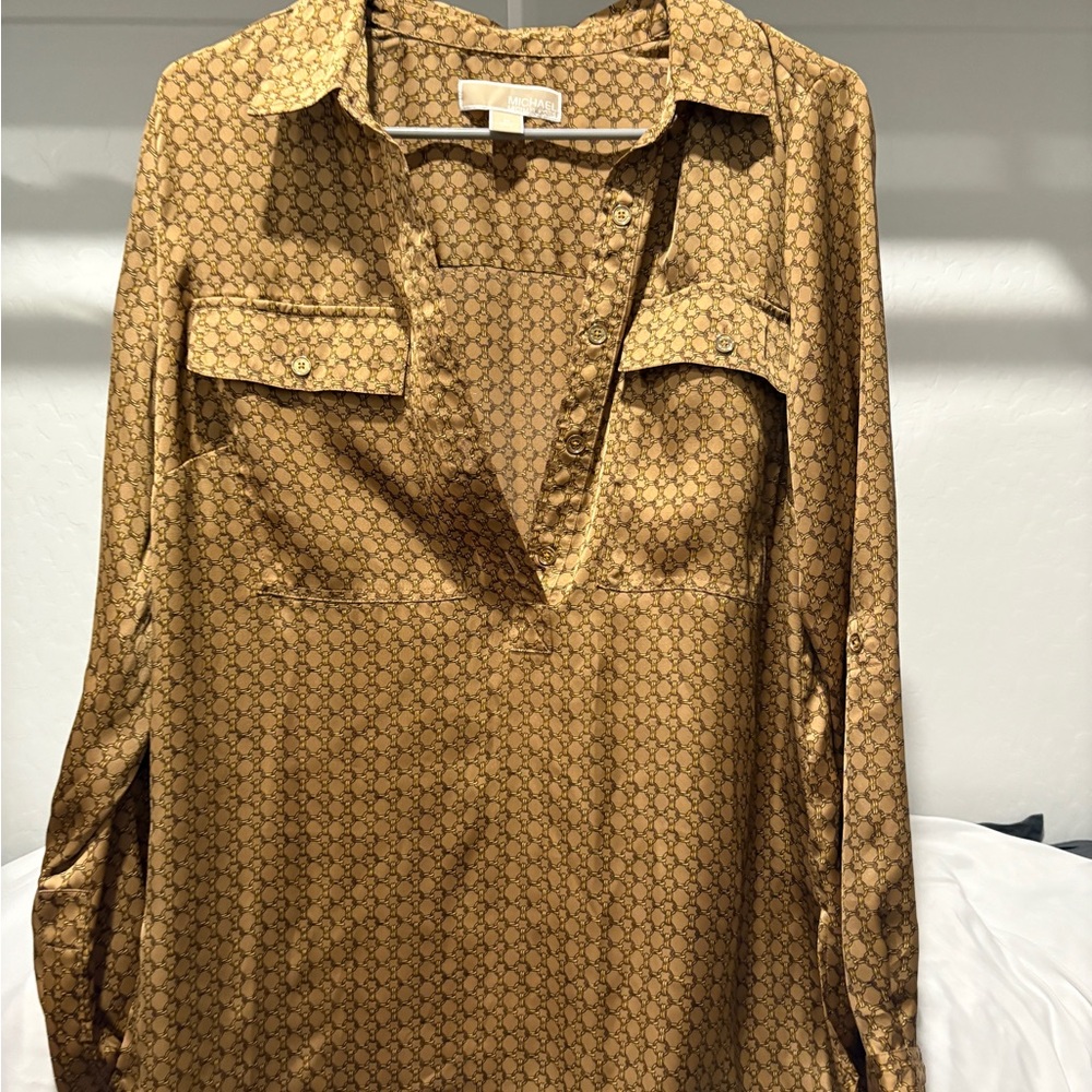 Michael Kors Elegant Gold Patterned Women's Top